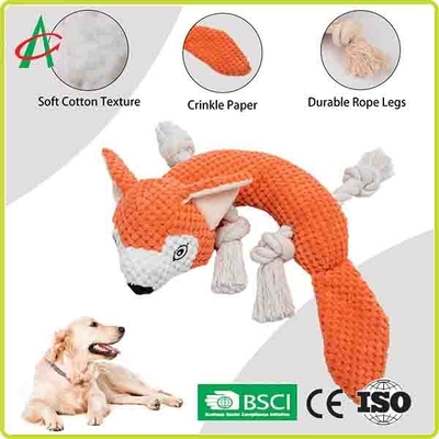 Nudos impermeables de la cuerda del juguete 4 de la felpa del animal doméstico de 9,5 pulgadas con chillón