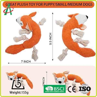 Nudos impermeables de la cuerda del juguete 4 de la felpa del animal doméstico de 9,5 pulgadas con chillón