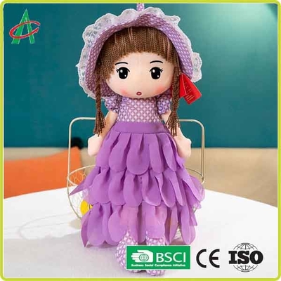 Vestido púrpura lindo y muñeca de trapo blanca y rosada de la felpa de las faldas con el casquillo 12 pulgadas