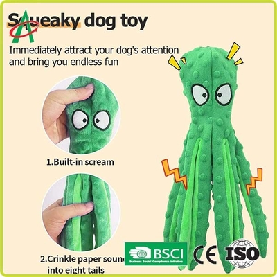 Juguetes indestructibles del perro de la felpa del artículo de encargo del pulpo con Squeakers
