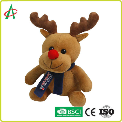 Alto peluche rojo del reno de la nariz de CPSC los 20cm con la camiseta y la bufanda