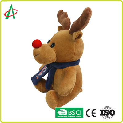 Alto peluche rojo del reno de la nariz de CPSC los 20cm con la camiseta y la bufanda